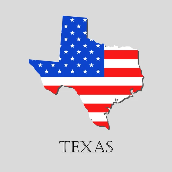 Mapa stanu Teksas w amerykańską flagę - ilustracja wektorowa. — Wektor stockowy
