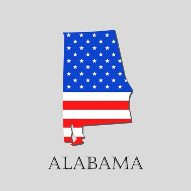 Alabama eyaleti Amerikan bayrağı - vektör çizim Haritası.