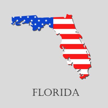 Amerikan bayrağı - vektör çizim Florida eyaletinde göster.