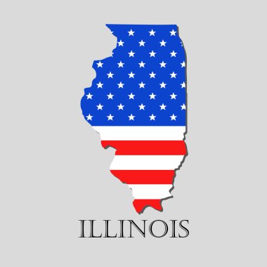 Illinois Eyaleti'nde Amerikan bayrağı - vektör çizim Haritası.