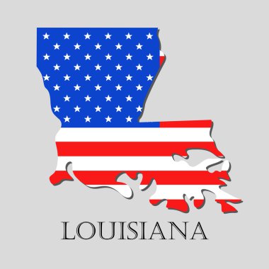 Louisiana devlet Amerikan bayrağı - vektör çizim Haritası.