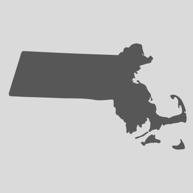 Siyah harita devlet Massachusetts - vektör çizim.