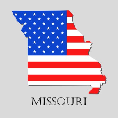 Devlet Missouri Amerikan bayrağı - vektör çizim Haritası.