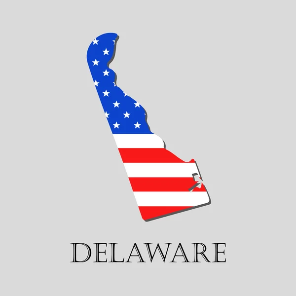 Kort State of Delaware i amerikansk flag vektor illustration . – Stock-vektor