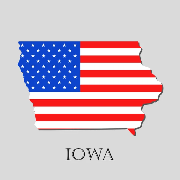 Mapa Estado de Iowa em Bandeira Americana - ilustração vetorial . —  Vetores de Stock