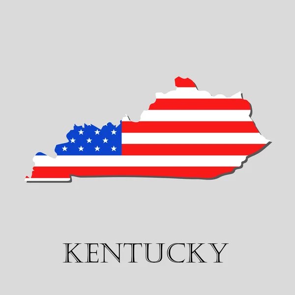 Mappa State of Kentucky i amerikanska flaggan - vektor illustration. — Stock vektor