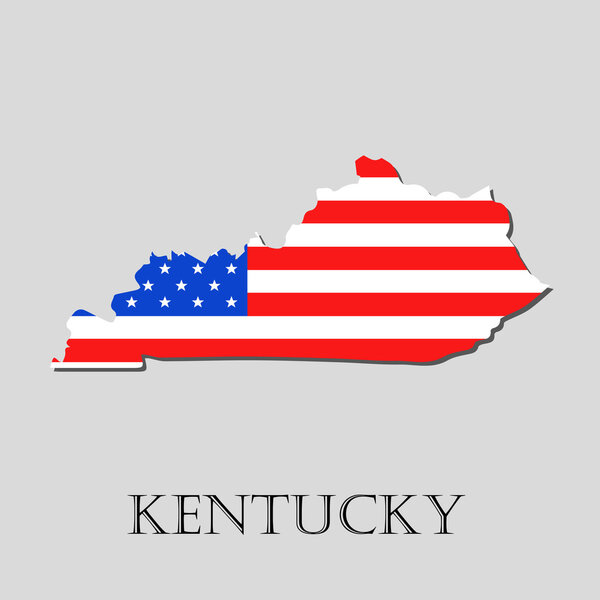 Map State of Kentucky in American Flag - vector illustration.