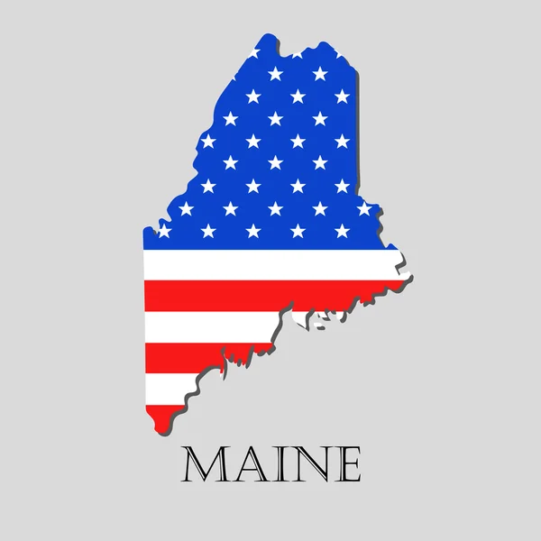 Mappa staten Maine i amerikanska flaggan - vektor illustration. — Stock vektor