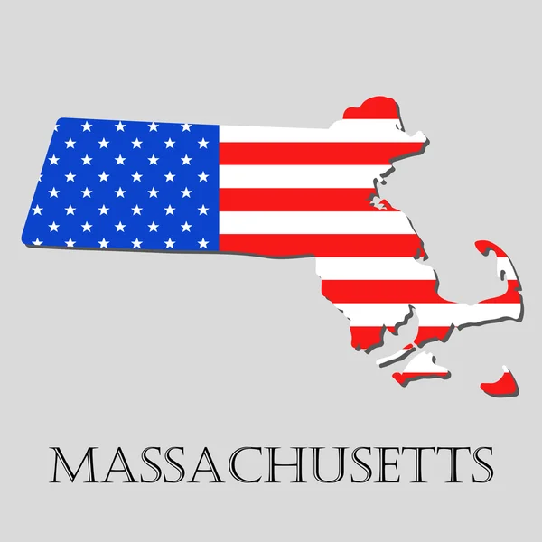 Kartenzustand der Massachusetts in amerikanischer Flagge - Vektorillustration. — Stockvektor