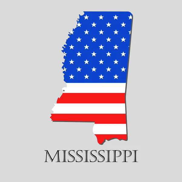 Карта штату Міссісіпі в американський прапор - Векторні ілюстрації. — стоковий вектор