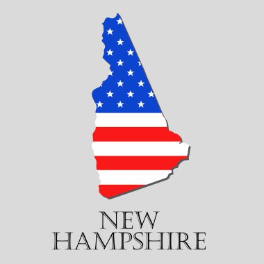 Amerikan Bayrağı New Hampshire Haritası Devlet - vektör illüstrasyon.
