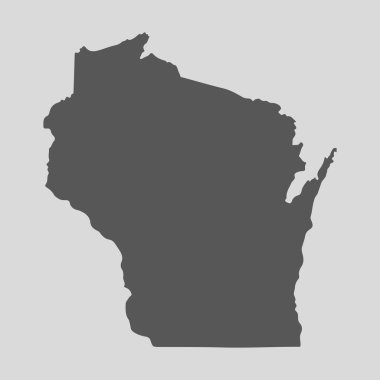 Kara harita durumu Wisconsin - vektör illüstrasyon.