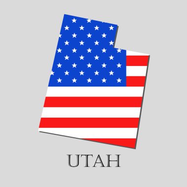 Amerikan Bayrağı Utah Haritası Devlet - vektör illüstrasyon.