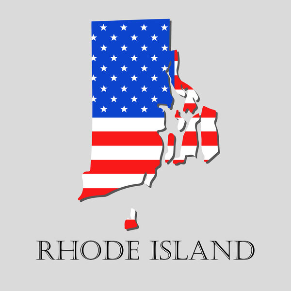 Map State of Rhode Island in American Flag - vector illustration.