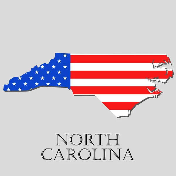 Mapa Estado de Carolina del Norte en American Flag - ilustración vectorial . — Archivo Imágenes Vectoriales
