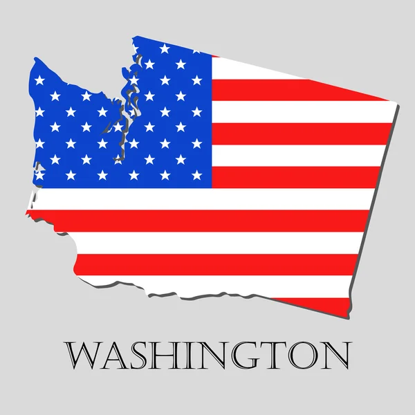 Mapa Estado de Washington en American Flag - ilustración vectorial . — Vector de stock