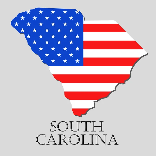 Karte Bundesstaat South Carolina in amerikanischer Flagge - Vektorillustration. — Stockvektor