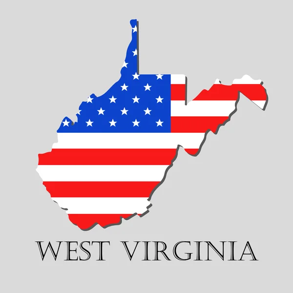 Kort State of West Virginia i amerikansk flag vektor illustration . – Stock-vektor