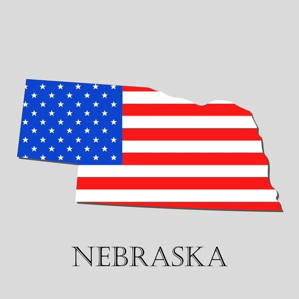 Mapa Estado do Nebraska em Bandeira Americana - ilustração vetorial . —  Vetores de Stock