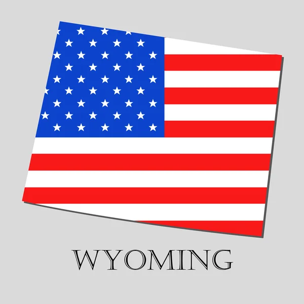 Karta delstaten Wyoming i amerikanska flaggan-vektor illustration. — Stock vektor