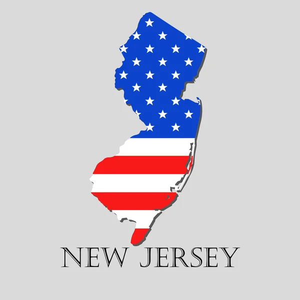 Karta delstaten New Jersey i amerikanska flaggan-vektor illustration. — Stock vektor