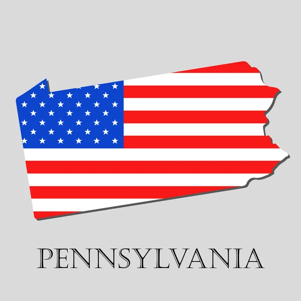 Amerikan Bayrağı Pennsylvania Haritası Devlet - vektör illüstrasyon. — Stok Vektör
