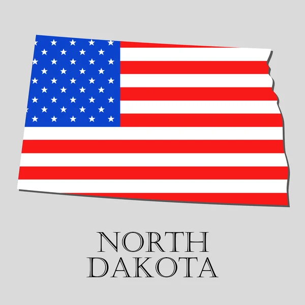 Карта Штат Северная Дакота в американском флаге - векторная иллюстрация . — стоковый вектор