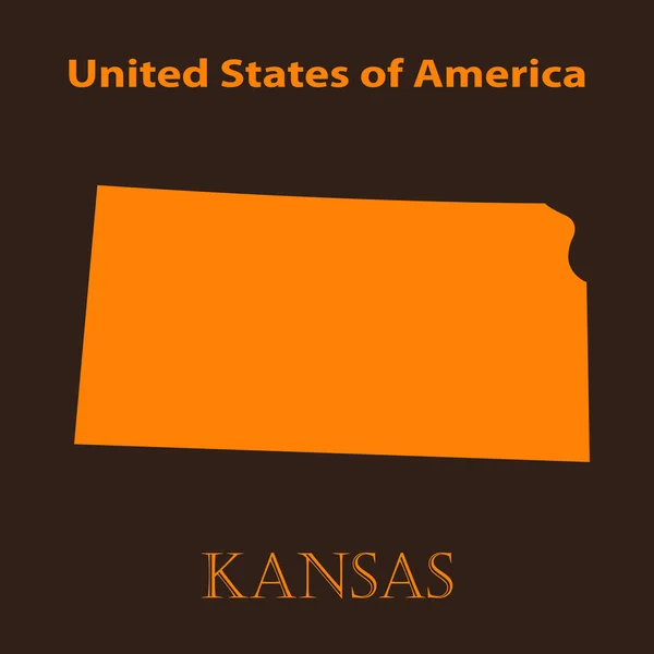 Orange Kansas mapa - ilustración vectorial . — Vector de stock