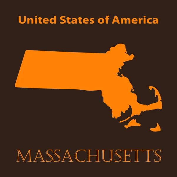 Orange Massachusetts karta - vektor illustration. — Stock vektor