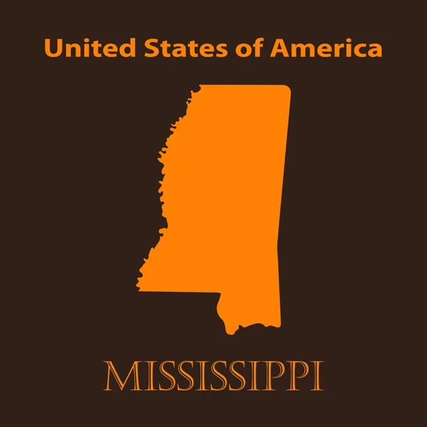 Orange Mississippi mapa - ilustración vectorial . — Vector de stock