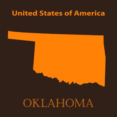Turuncu Oklahoma harita - vektör çizim.