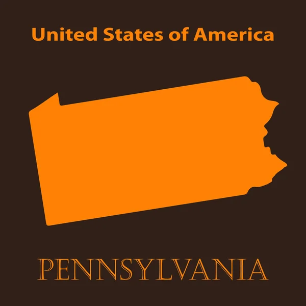 Orange Pennsylvania karta - vektor illustration. — Stock vektor