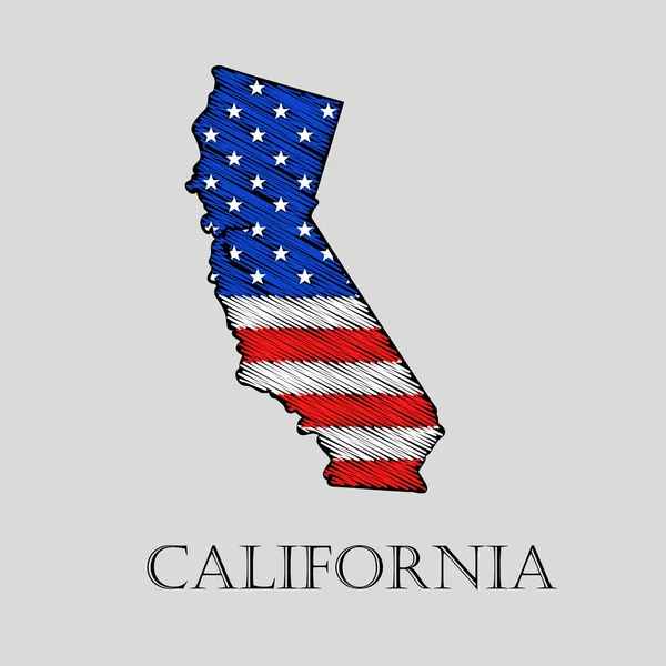 Estado da Califórnia - ilustração vetorial . —  Vetores de Stock