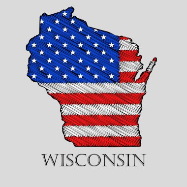 Devlet Wisconsin - vektör çizim.