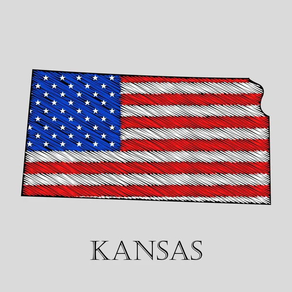 Estado Kansas - ilustração vetorial . —  Vetores de Stock