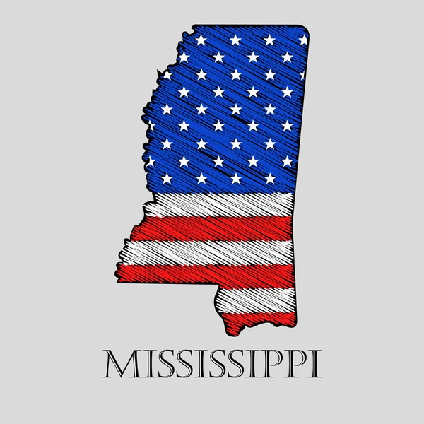 Estado de Mississippi - ilustración vectorial . — Vector de stock