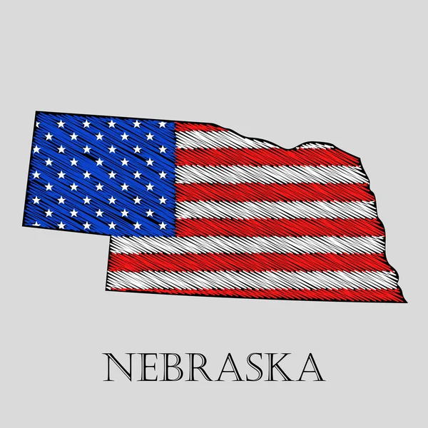 Estado Nebraska - ilustração vetorial . —  Vetores de Stock
