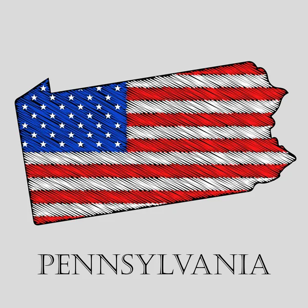 Estado de Pennsylvania - ilustración vectorial . — Vector de stock