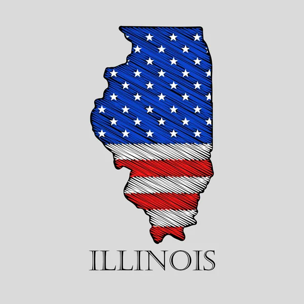 Estado Illinois - ilustração vetorial . —  Vetores de Stock