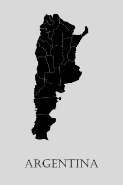 Siyah Arjantin harita - vektör çizim