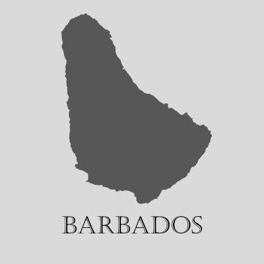 Siyah Barbados Haritası - vektörel çizim