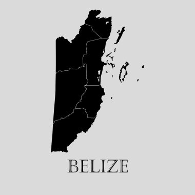 Siyah Belize Haritası - vektörel çizim