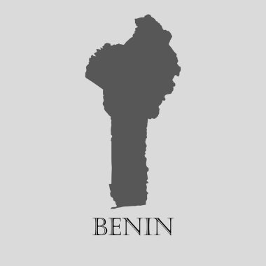 Siyah Benin Haritası - vektörel çizim