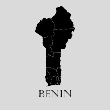 Siyah Benin Haritası - vektörel çizim