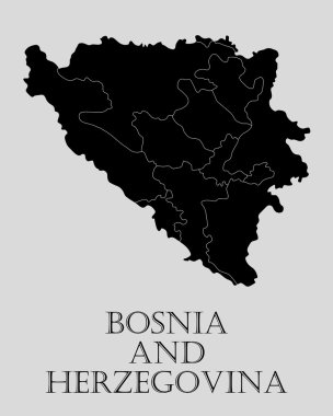 Siyah Bosna ve Hersek harita - vektör çizim