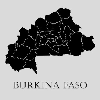 Siyah Burkina Fasoi harita - vektör çizim