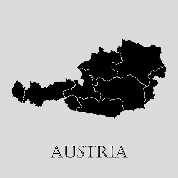 Mapa czarny Austria - ilustracja wektorowa — Wektor stockowy