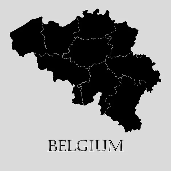 Mappa del Belgio nero - illustrazione vettoriale — Vettoriale Stock