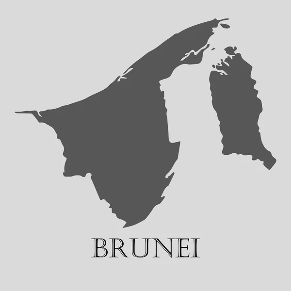 Mappa del Brunei nero - illustrazione vettoriale — Vettoriale Stock