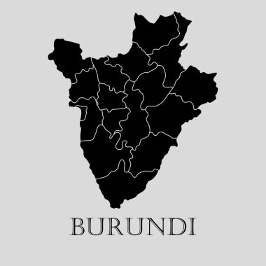 Siyah Burundi Haritası - vektörel çizim